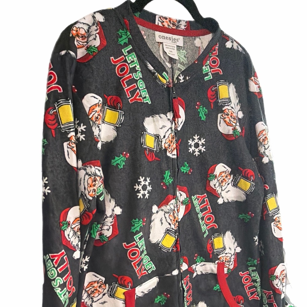 Onesies Brand Mens one piece Santa Lets Get Jolly Christmas Pajamas S/M